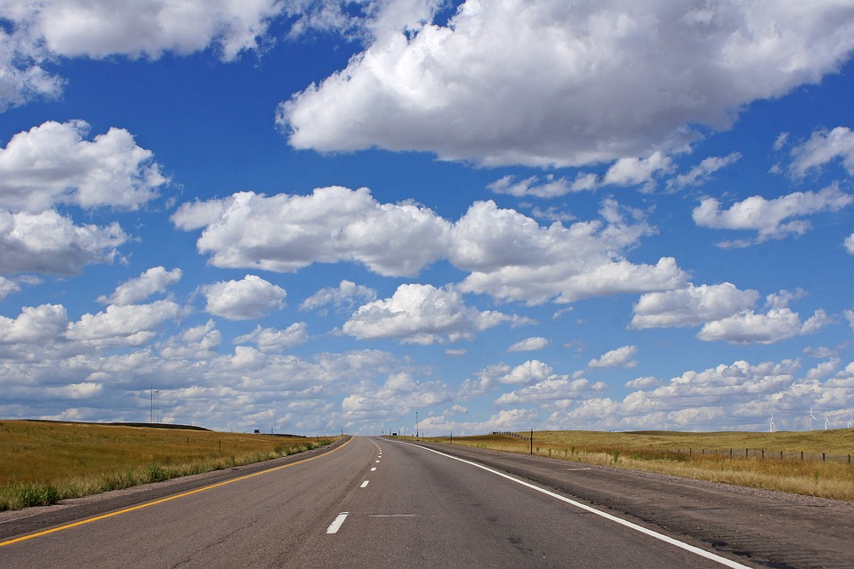 Road Trip Asphalt Clouds Journey Highway Sky